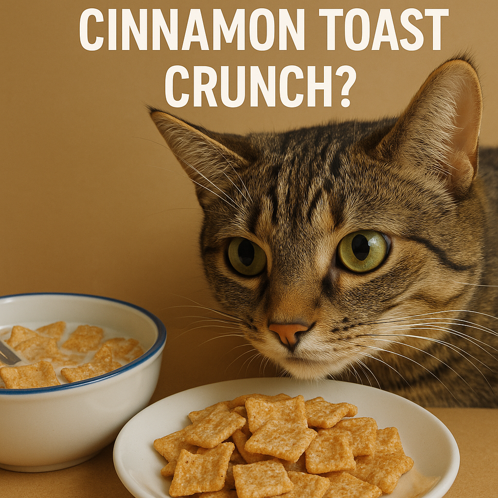 Cat curiously eyeing cereal bowl. - Can Cats Eat Cinnamon Toast Crunch