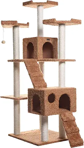 Armarkat Large 74" Cat Tree, Real Wood Cat House for Family with Couple Cats, Brown (A7407)