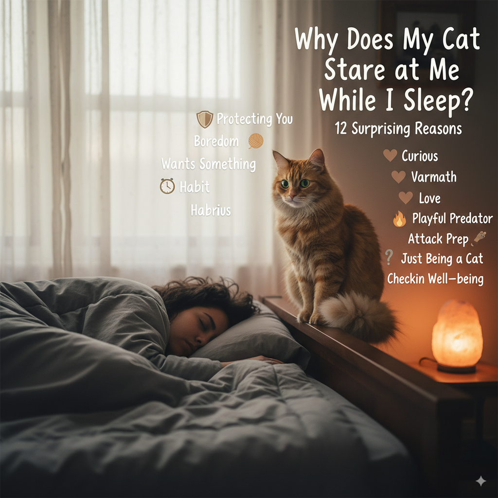 12 Surprising Reasons, Why Does Your Cat Stare at You While You Sleep